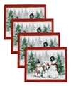 ELRENE SNOWMAN WINTERLAND HOLIDAY SNOWFLAKE PLACEMAT, SET OF 4