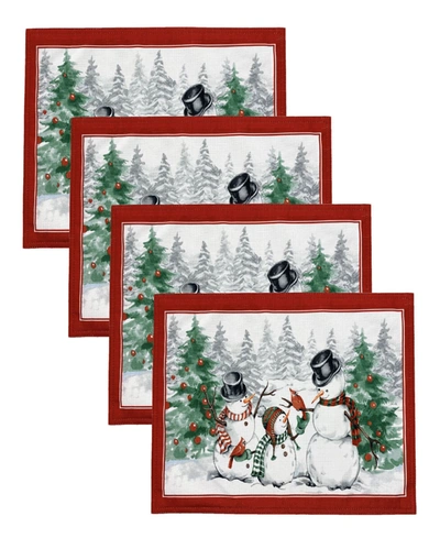 Elrene Snowman Winterland Holiday Snowflake Placemat, Set Of 4 In Multi