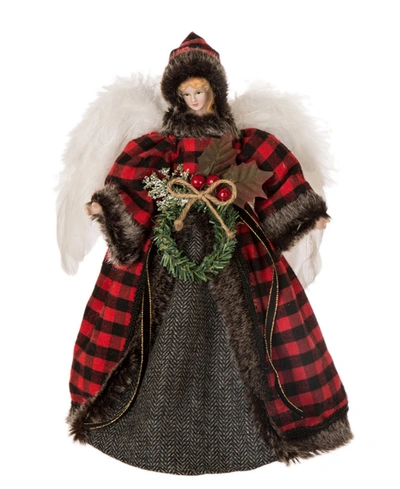 Glitzhome 12" H Plaid Angel Tree Top In Multi