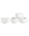 Bia Handled Soup Bowls, Set Of 4 In White