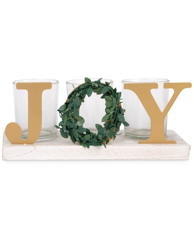 Home Essentials Joy 3-votive Candle Holder With Snowflake In Gold