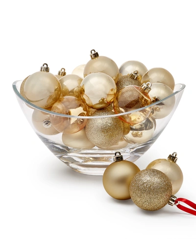 Holiday Lane Christmas Cheer Set Of 30 Assorted Shatterproof Ball Ornaments, Created For Macy's In Gold