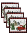 Elrene Vintage Christmas Tree Farm Holiday Placemat, Set Of 4 In Multi