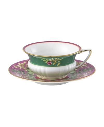 Wedgwood Wonderlust Lotus 2 Piece Teacup Saucer Set In Multi