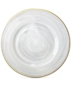 AMERICAN ATELIER JAY IMPORT AMERICAN ATELIER ALABASTER GLASS CHARGER PLATE WITH GOLD-TONE RIM