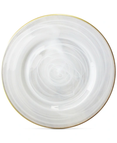 American Atelier Jay Import  Alabaster Glass Charger Plate With Gold-tone Rim