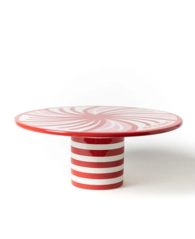 Happy Everything By Laura Johnson Happy Christmas Peppermint Cake Stand In Red