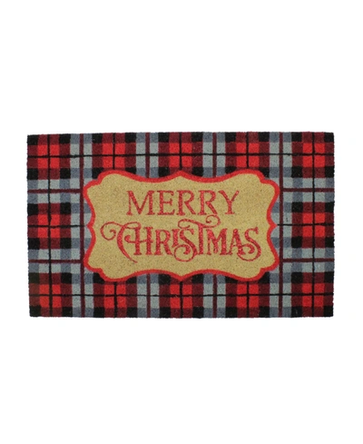 Northlight Plaid "merry Christmas" Doormat In Red