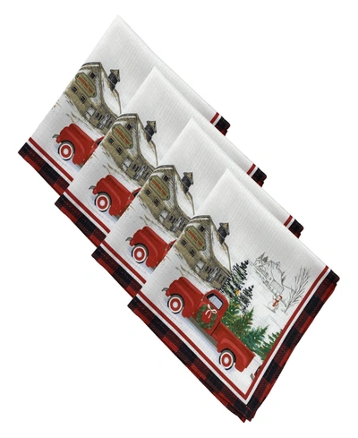 Elrene Vintage Christmas Tree Farm Holiday Napkin, Set Of 4 In Multi