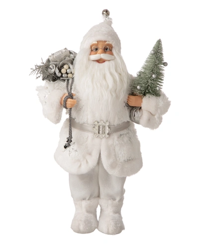 Glitzhome Faux Fur Christmas Santa Figurine In Multi