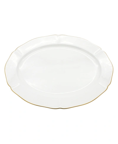 Twig New York Amelie Brushed Gold Rim 14" Oval Platter In White With K Gold Rim