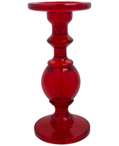 Home Essentials 9" Red Glass Candle Holder