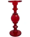 HOME ESSENTIALS 11" RED GLASS CANDLE HOLDER