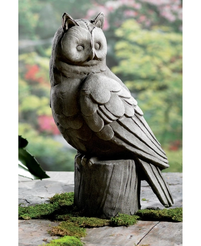 St. Croix Kindwer 18" Large Owl Garden Statue In Gray