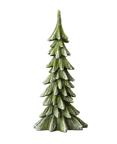Glitzhome Resin Christmas Table Tree Decor, 14.75" In Green