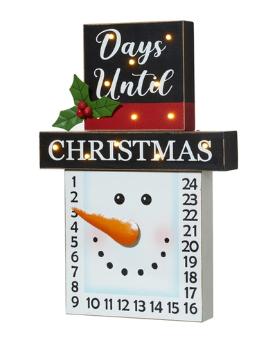 Glitzhome Wooden Christmas Snowman Countdown Calendar, 15" In Multi