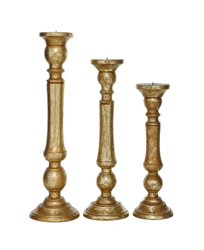 Rosemary Lane Traditional Candle Holder, Set Of 3 In Gold-tone