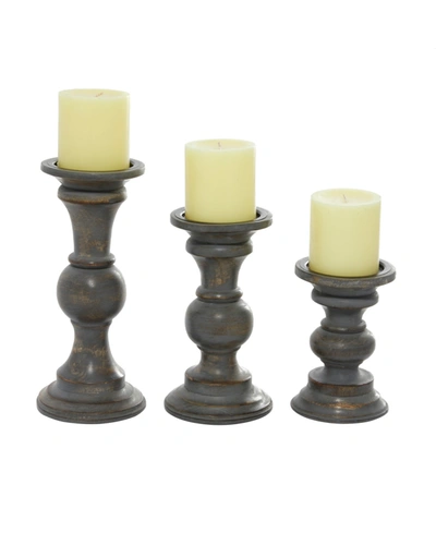 Rosemary Lane Country Cottage Candle Holder, Set Of 3 In Brown