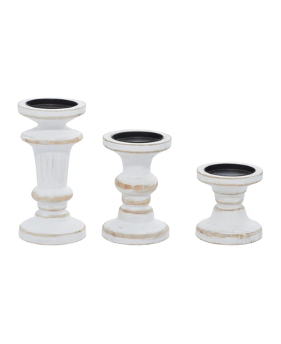 Rosemary Lane Farmhouse Candle Holder Set, 3 Pieces In White