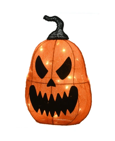 National Tree Company 16" Pre-lit Scary Jack-o-lantern In Orange