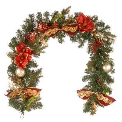 National Tree Company 6'x12" Decorative Garland With Ornaments & Bows In Green