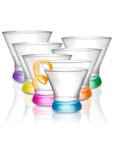 Joyjolt Hue Colored Stemless Martini Glasses, Set Of 6 In Multi