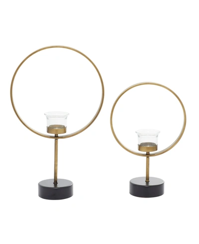 Rosemary Lane Contemporary Candle Holder, Set Of 2 In Gold-tone