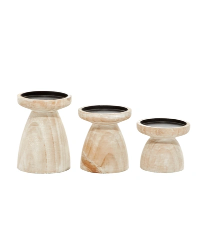 Rosemary Lane Natural Candle Holder, Set Of 3 In Brown