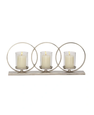 Rosemary Lane Contemporary Candle Holder In Silver-tone