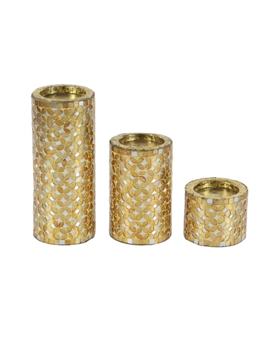 Rosemary Lane Glam Candle Holder Set, 3 Pieces In Gold-tone