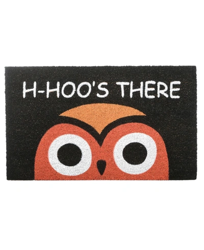 National Tree Company 30" Owl Head Halloween Coir Doormat In Black