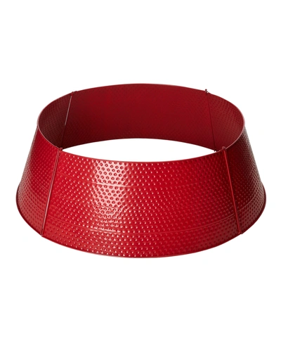 Glitzhome Christmas Red Hammer-harden Metal Tree Collar Kd, 40.5"