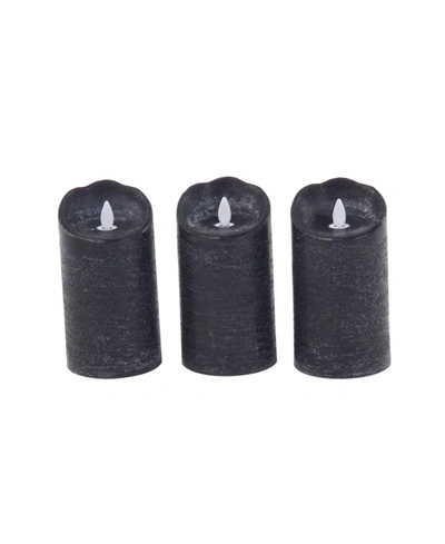 Rosemary Lane Traditional Wax Flameless Candle, Set Of 3 In Black