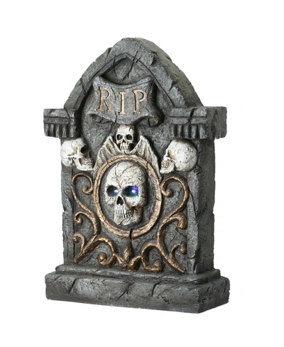 National Tree Company 23" Scary Skull Gravestone With Led Lights In Black