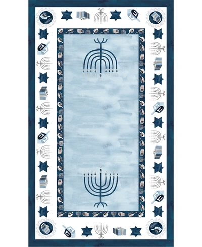 Laural Home Happy Hanukkah Tablecloth, 120" X 70" In Open Blue