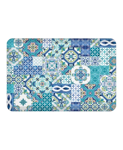 Laural Home Callisto Tiles Kitchen Mat, 20" X 30" In Blue