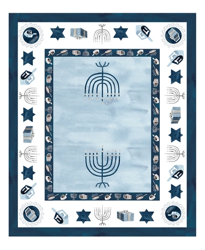 Laural Home Happy Hanukkah Tablecloth, 70" X 84" In Open Blue