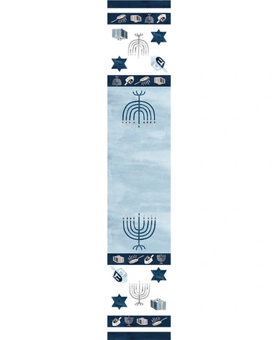 Laural Home Happy Hanukkah Table Runner, 72" X 13" In Open Blue