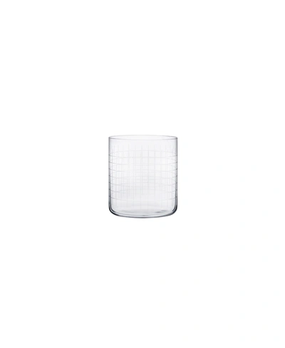 Nude Glass 4 Piece Finesse Grid Whiskey Glass Single Old Fashioned, 10.25 oz In Clear