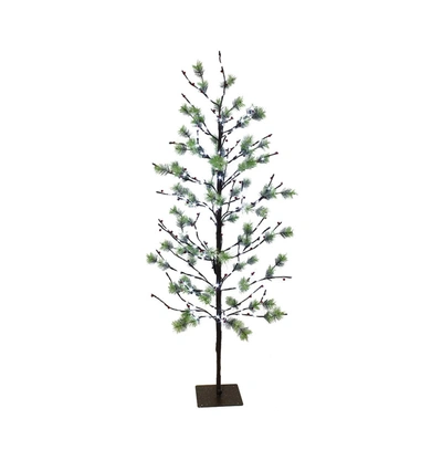 Puleo International 5 Ft. Red Berry Led Artificial Tree With 200 White Twinkle Light In Green