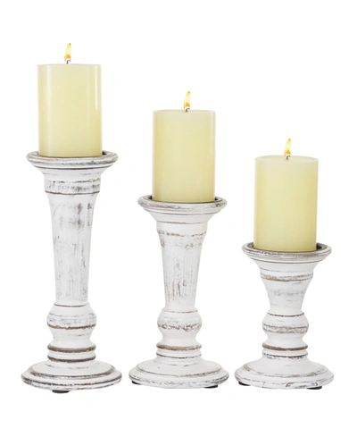 Rosemary Lane Country Cottage Candle Holder, Set Of 3 In White