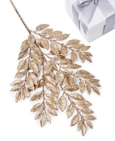 Holiday Lane Blessed Gold Sparkly Leaf Pick Ornament, Exclusively At Macy's