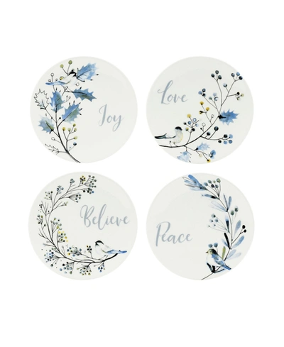 Fitz And Floyd Noel Noir 5.375" Round Appetizer Plate Set, 4 Pieces In Assorted