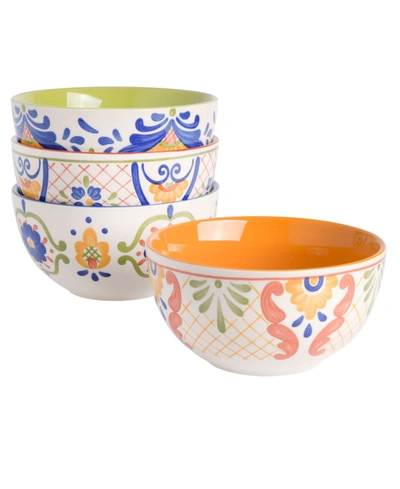 Laurie Gates Tierra Tile Hand-painted 4 Piece Bowl Set In Multi-colored
