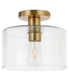 Hudson & Canal Henri Semi Flush Mount Ceiling Light With Shade In Brass