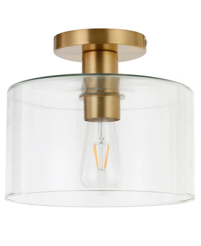 Hudson & Canal Henri Semi Flush Mount Ceiling Light With Shade In Brass