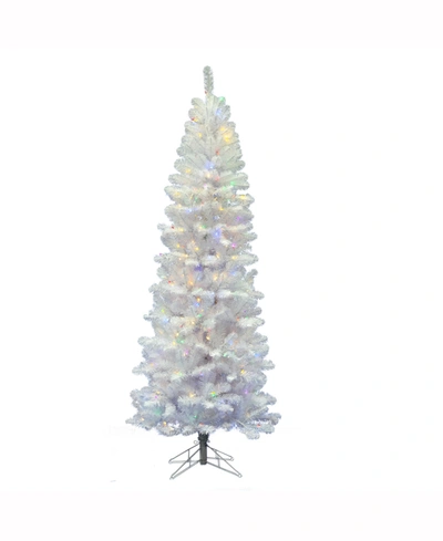 Vickerman 4.5 Ft White Salem Pencil Pine Artificial Christmas Tree With 150 Multi-colored Led Lights