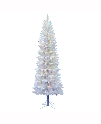 Vickerman 6 Ft Sparkle White Spruce Pencil Artificial Christmas Tree With 300 Multi-colored Led Lights