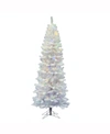 Vickerman 6.5 Ft White Salem Pencil Pine Artificial Christmas Tree With 250 Multi-colored Led Lights