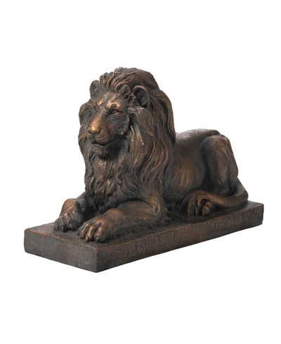Glitzhome Lying Guardian Lion Statue In Brown